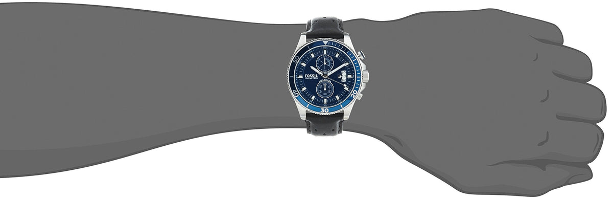  Shop Authentic Fossil Wakefield Chronograph Blue Dial Black Leather Strap Watch for Women - CH2945 - Luxxuri