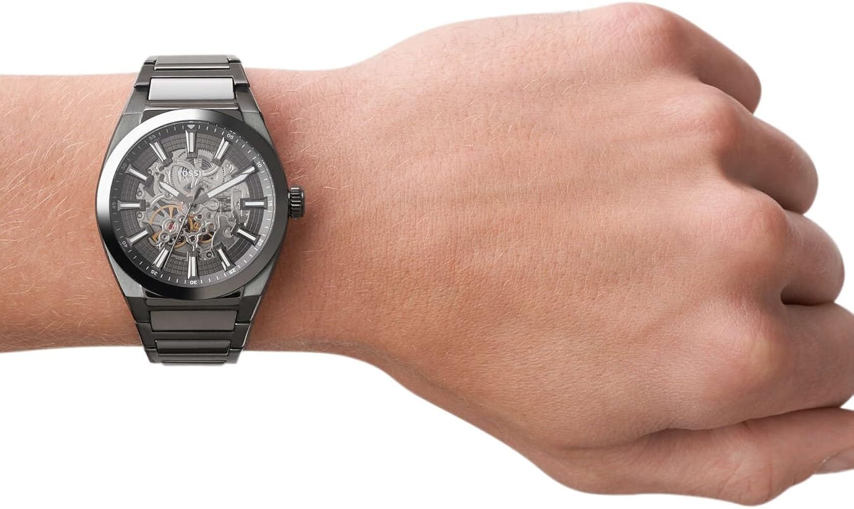  Shop Authentic Fossil Everett Automatic Skeleton Grey Dial Grey Steel Strap Watch for Men - ME3206 - Luxxuri