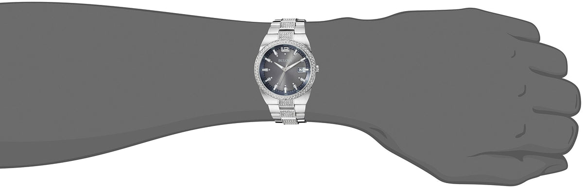  Shop Authentic Bulova Crystal Collection Brown Dial Silver Steel Strap Watch for Men - 96B221 - Luxxuri