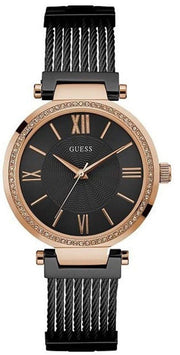  Shop Authentic Guess Soho Diamonds Black Dial Black Mesh Bracelet Watch for Women - W0638L5 - Luxxuri