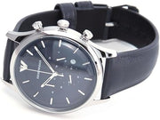  Shop Authentic Emporio Armani Lambda Chronograph Blue Dial Blue Leather Strap Watch For Men - AR11018 - Luxxuri