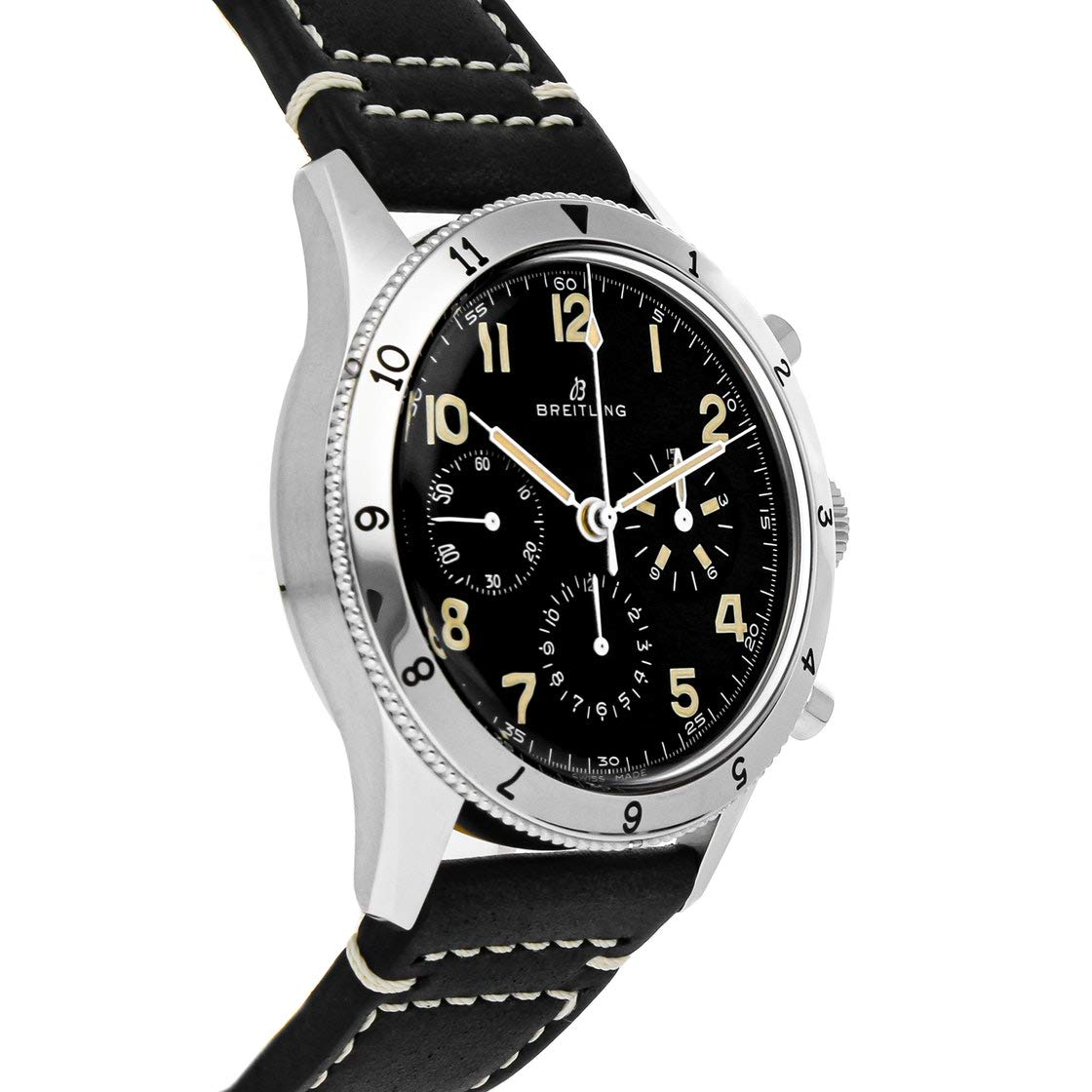  Shop Authentic Breitling Avi Ref. 765 1953 Re-Edition Black Dial Black Leather Strap Watch for Men - AB0920131B1X1 - Luxxuri