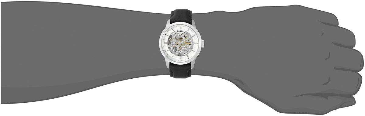  Shop Authentic Fossil Townsman Automatic Skeleton White Dial Black Leather Strap Watch for Men - ME3085 - Luxxuri