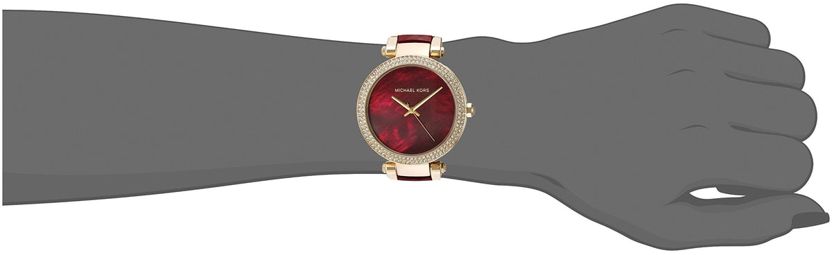  Shop Authentic Michael Kors Parker Mother of Pearl Red Dial Two Tone Steel Strap Watch for Women - MK6427 - Luxxuri