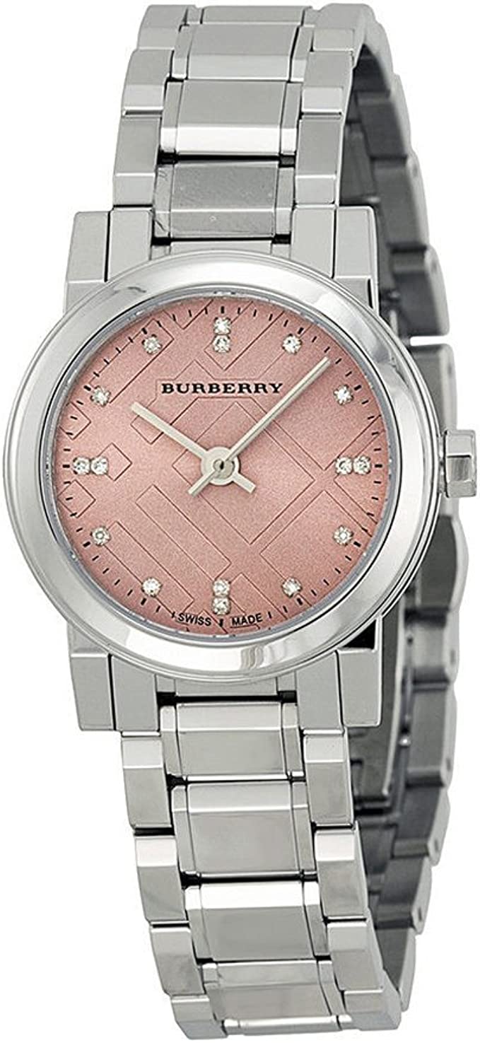  Shop Authentic Burberry The City Diamonds Pink Dial Silver Steel Strap Watch for Women - BU9223 - Luxxuri