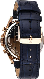  Shop Authentic Tommy Hilfiger Baker Chronograph Quartz Blue Dial Blue Leather Strap Watch For Men - 1710451 - Luxxuri