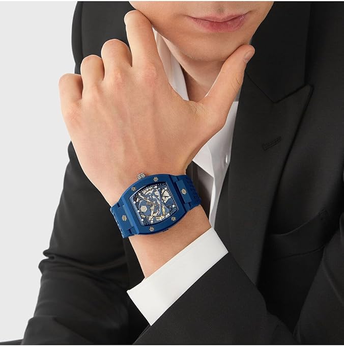 Philipp Plein The SKeleton Blue Dial Blue Silicone Strap Watch for Men - PWVBA0323