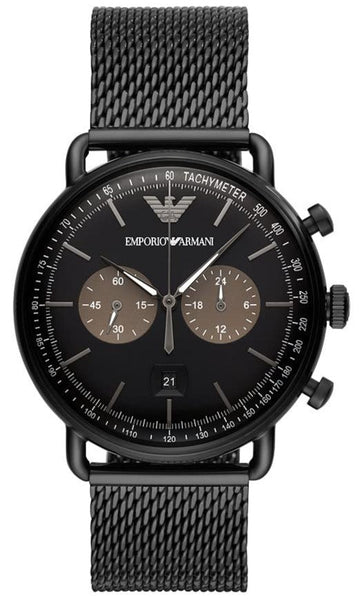  Shop Authentic Emporio Armani Aviator Black Dial Black Mesh Bracelet Watch For Men - AR11142 - Luxxuri