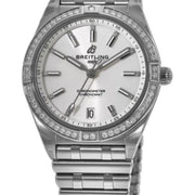  Shop Authentic Breitling Chronomat Automatic 36 Diamonds White Dial Silver Steel Strap Watch for Women - A10380591A1A1 - Luxxuri