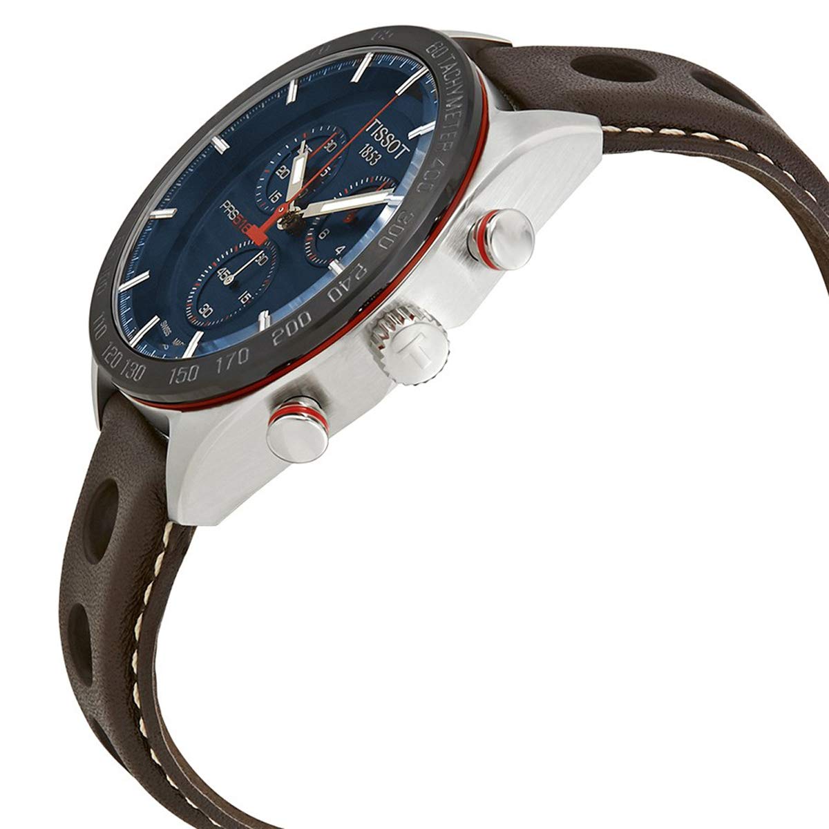  Shop Authentic Tissot PRS 516 Chronograph Blue Dial Brown Leather Strap Watch For Men - T100.417.16.041.00 - Luxxuri
