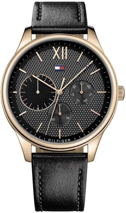  Shop Authentic Tommy Hilfiger Damon Quartz Black Dial Black Leather Strap Watch for Men - 1791419 - Luxxuri