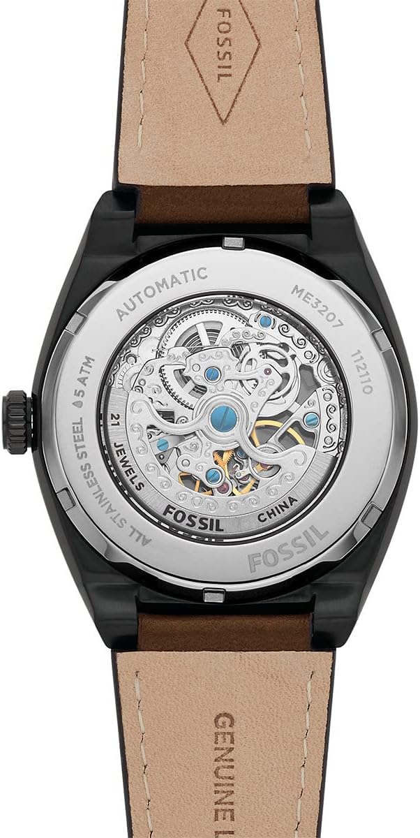  Shop Authentic Fossil Everett Automatic Analog Black Dial Brown Leather Strap Watch for Men - ME3207 - Luxxuri