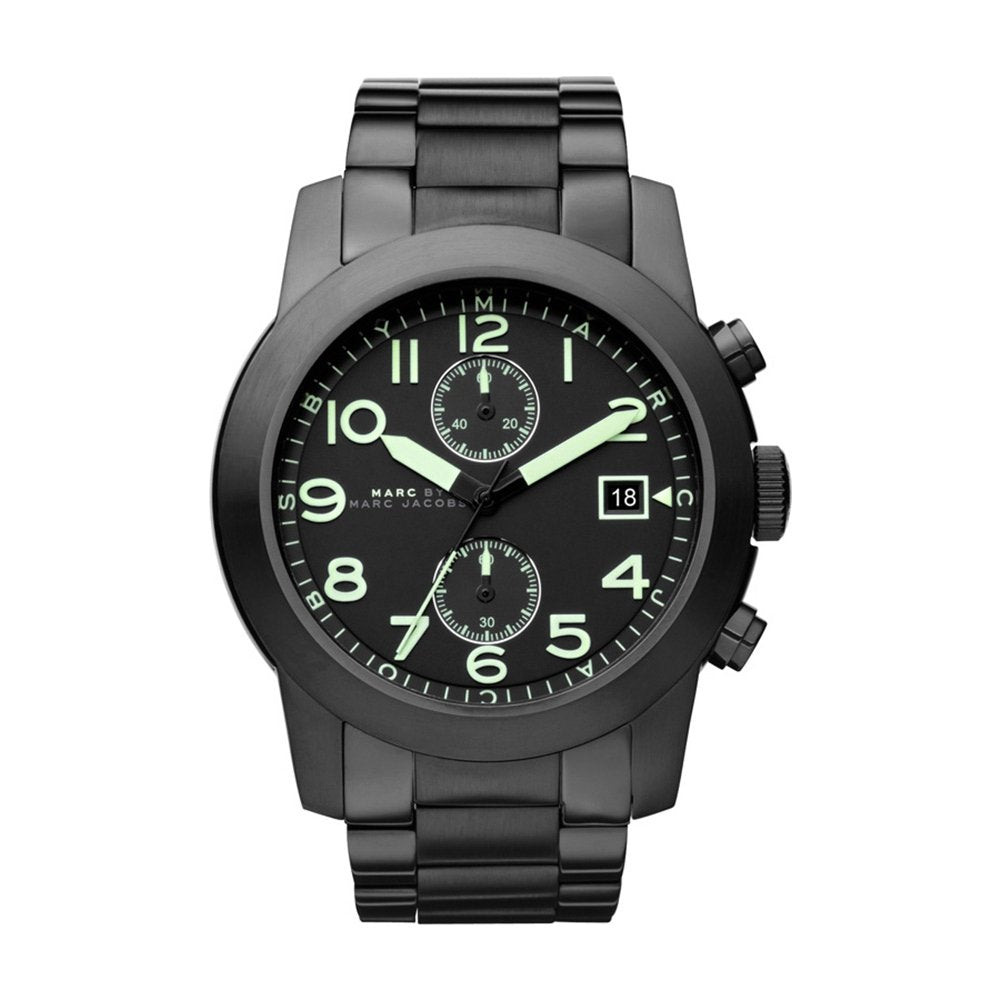  Shop Authentic Marc Jacobs Larry Chronograph Black Dial Black Steel Strap Watch for Men - MBM5032 - Luxxuri