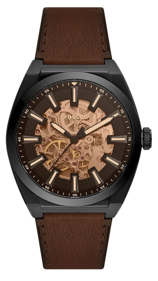  Shop Authentic Fossil Everett Automatic Analog Black Dial Brown Leather Strap Watch for Men - ME3207 - Luxxuri