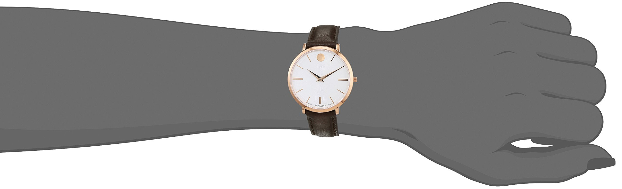 Shop Authentic Movado Ultra Slim Silver Dial Brown Leather Strap Watch For Women - 0607093 - Luxxuri