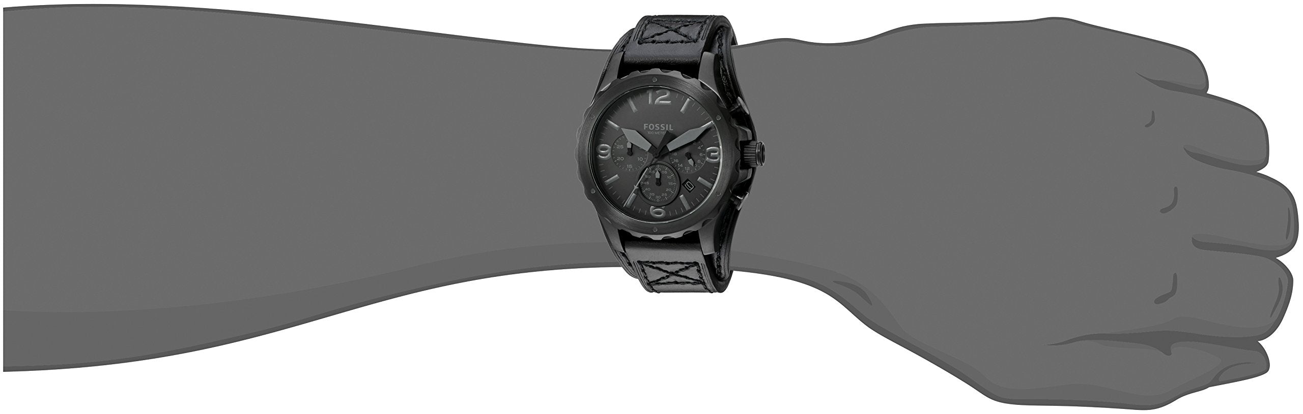  Shop Authentic Fossil Nate Chronograph Black Dial Black Leather Strap Watch for Men - JR1510 - Luxxuri