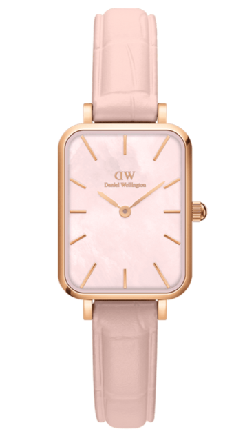  Shop Authentic Daniel Wellington Quadro Pressed Mother of Pearl Pink Dial Pink Leather Strap Watch For Women - DW00100508 - Luxxuri