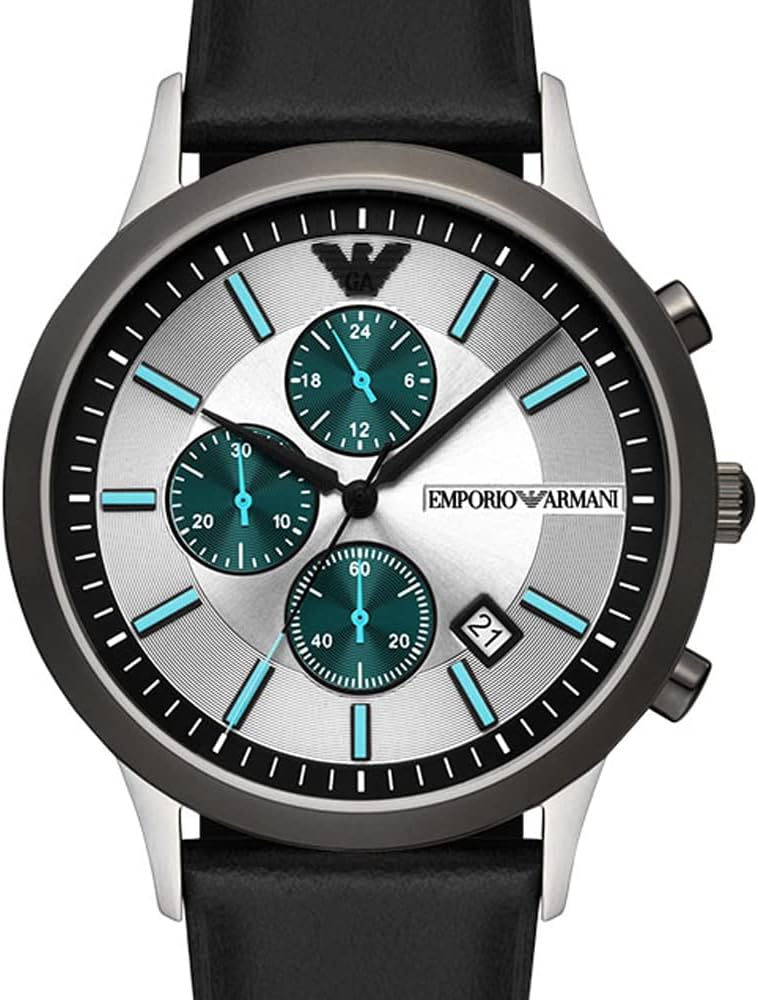  Shop Authentic Emporio Armani Renato Chronograph Silver Dial Black Leather Strap Watch for Men - AR11473 - Luxxuri