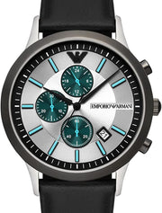  Shop Authentic Emporio Armani Renato Chronograph Silver Dial Black Leather Strap Watch for Men - AR11473 - Luxxuri