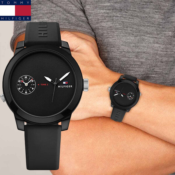  Shop Authentic Tommy Hilfiger Denim Black Dial Black Rubber Strap Watch for Men - 1791326 - Luxxuri