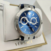  Shop Authentic Versace Aion Chronograph Blue Dial Blue Leather Strap Watch for Men - VE1D01220 - Luxxuri