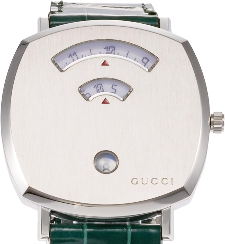  Shop Authentic Gucci Grip Quartz Silver Dial Green Leather Strap Watch For Women - YA157414 - Luxxuri