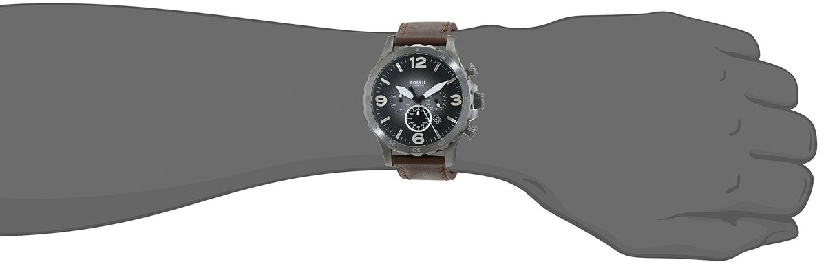  Shop Authentic Fossil Nate Chronograph Grey Dial Brown Leather Strap Watch for Men - JR1424 - Luxxuri
