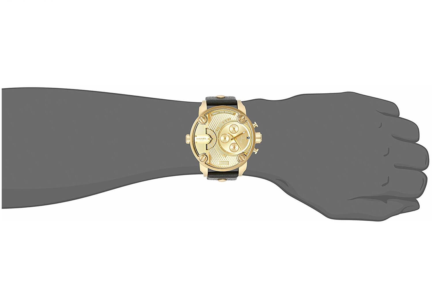  Shop Authentic Diesel Mr Daddy Gold Dial Black Leather Strap Watch For Men - DZ7363 - Luxxuri