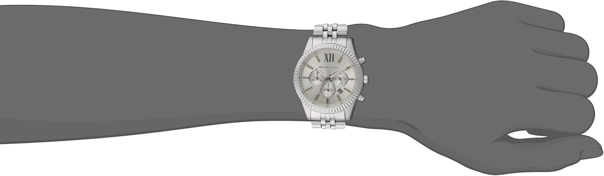  Shop Authentic Michael Kors Lexington Chronograph Silver Dial Silver Steel Strap Watch For Men - MK8789 - Luxxuri