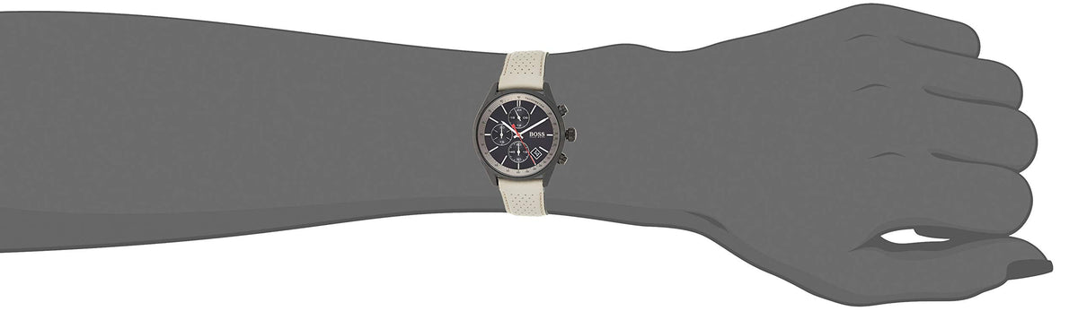  Shop Authentic Hugo Boss Grand Prix Chronograph Black Dial Grey Leather Strap Watch for Men - 1513562 - Luxxuri