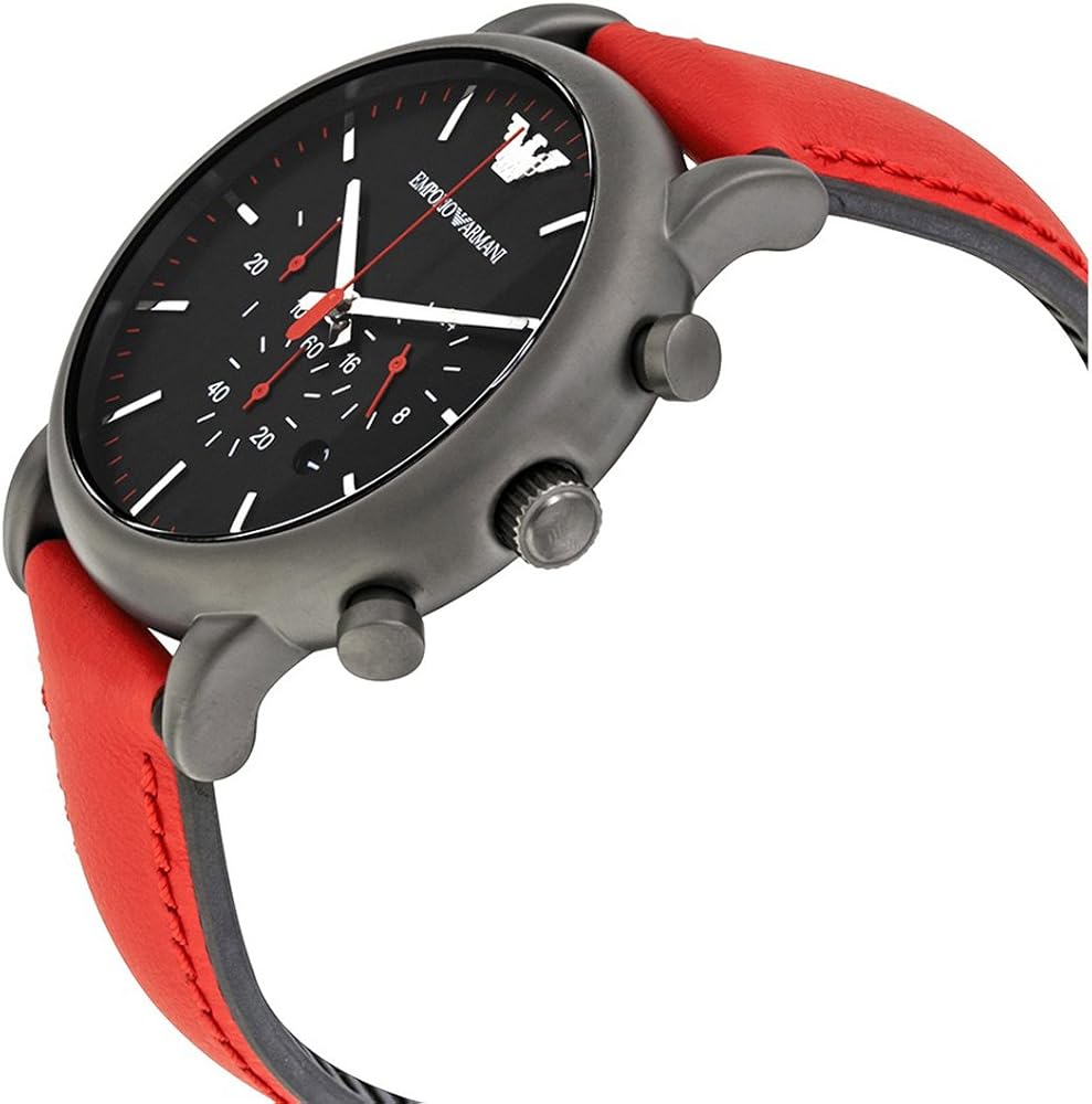  Shop Authentic Emporio Armani Luigi Chronograph Black Dial Red Leather Strap Watch For Men - AR1971 - Luxxuri