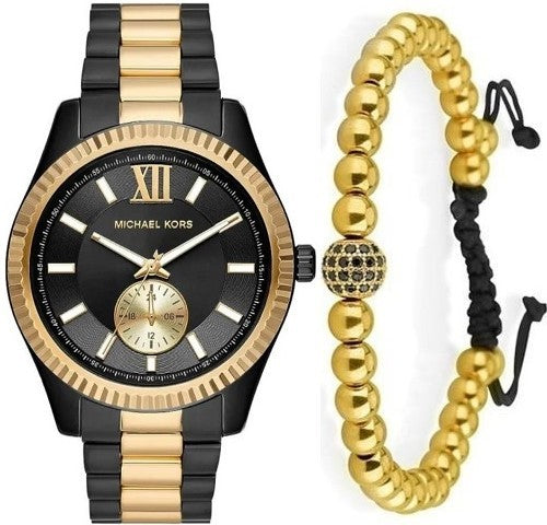  Shop Authentic Michael Kors Lexington Quartz Black Dial Two Tone Steel Strap Watch For Men - MK8948 - Luxxuri
