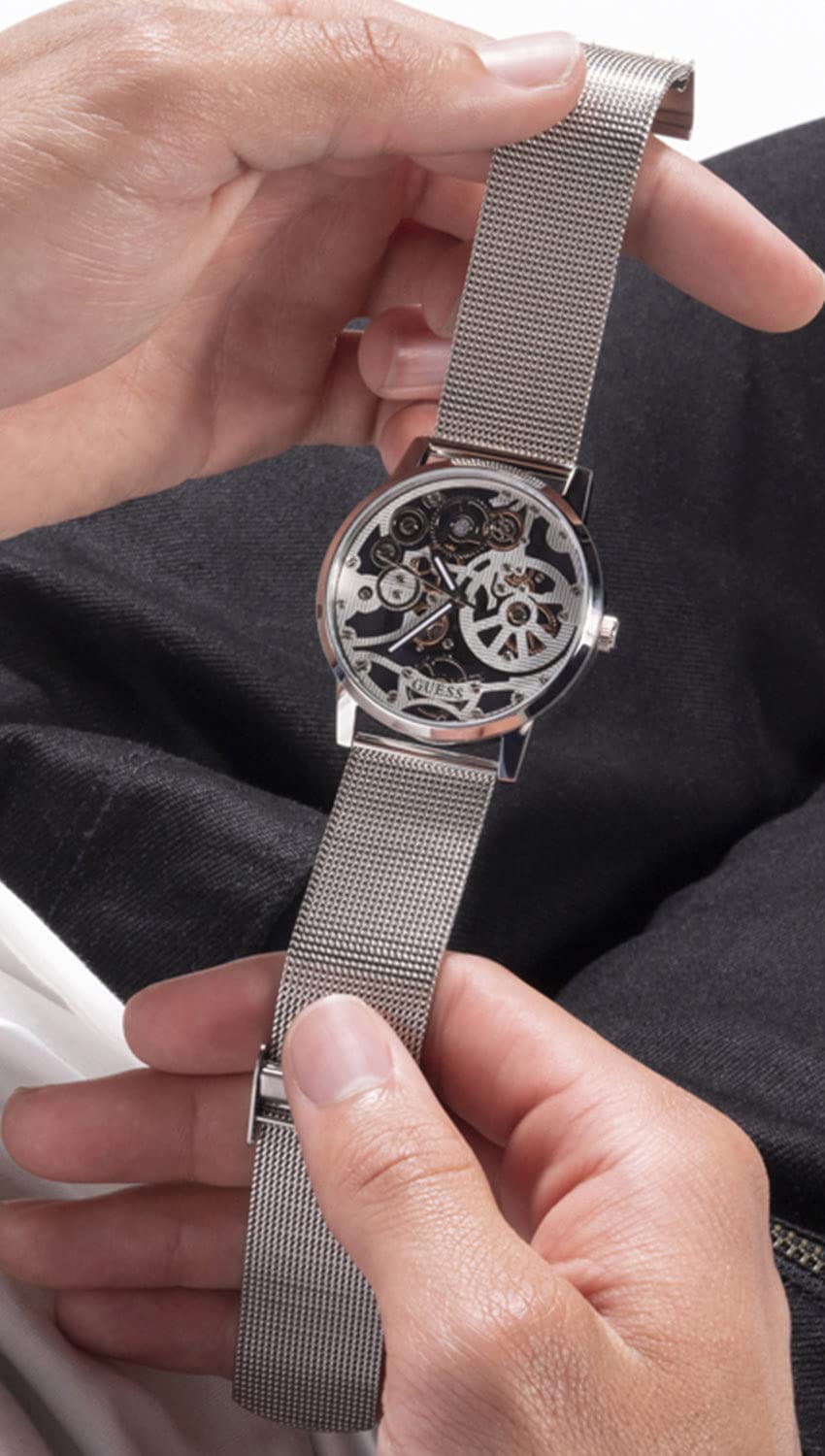  Shop Authentic Guess Gadget Silver Dial Silver Mesh Bracelet Watch for Men - GW0538G1 - Luxxuri