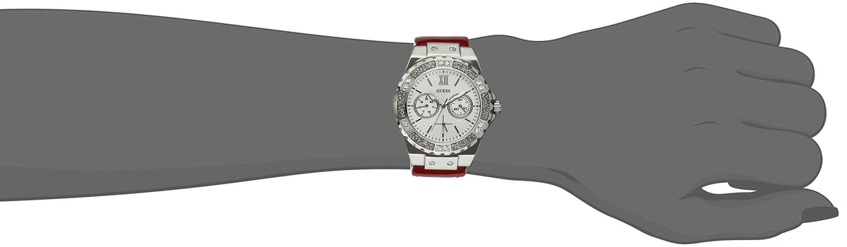 Shop Authentic Guess Limelight Quartz Diamonds White Dial Red Leather Strap Watch For Women - W0775L11 - Luxxuri