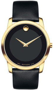  Shop Authentic Movado Museum Black Dial Black Leather Strap Watch For Men - 606876 - Luxxuri