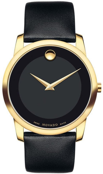  Shop Authentic Movado Museum Black Dial Black Leather Strap Watch For Men - 606876 - Luxxuri