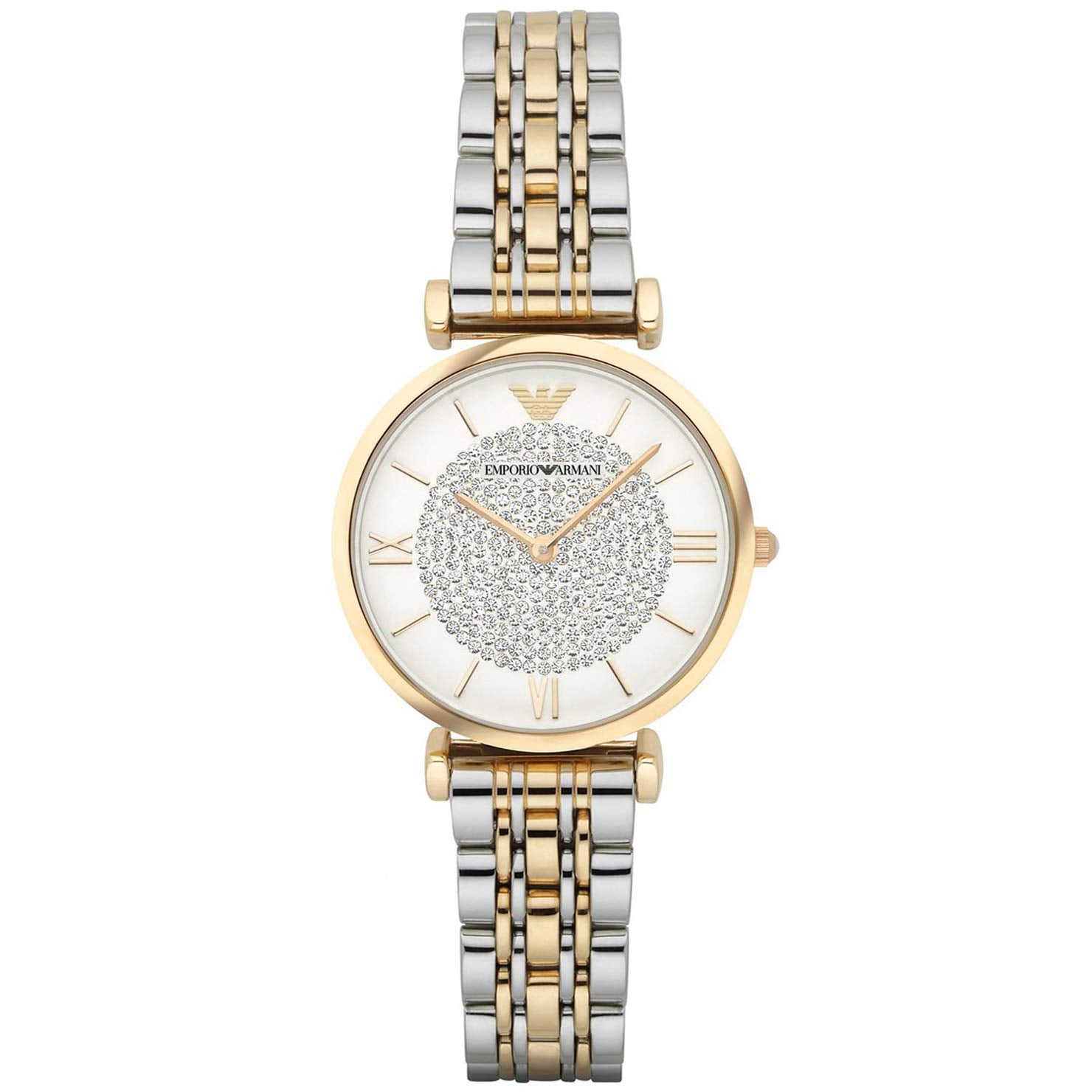  Shop Authentic Emporio Armani Gianni T Bar White Dial Two Tone Steel Strap Watch For Women - AR8031 - Luxxuri