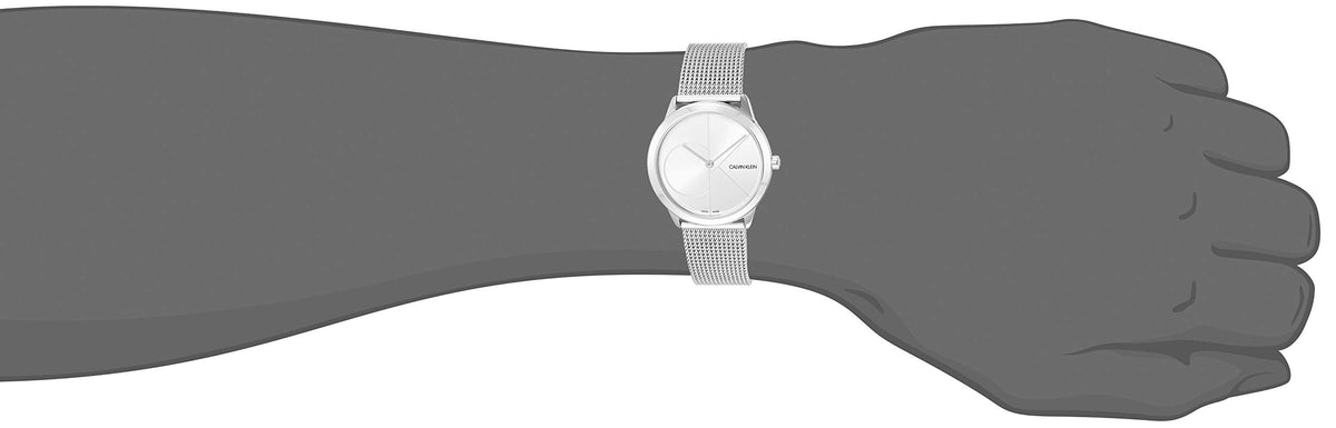  Shop Authentic Calvin Klein Minimal Silver Dial Silver Mesh Bracelet Watch for Women - K3M2212Z - Luxxuri