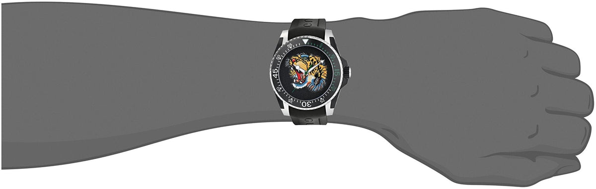  Shop Authentic Gucci Dive Tiger Black Dial Black Rubber Strap Watch For Men - YA136318 - Luxxuri