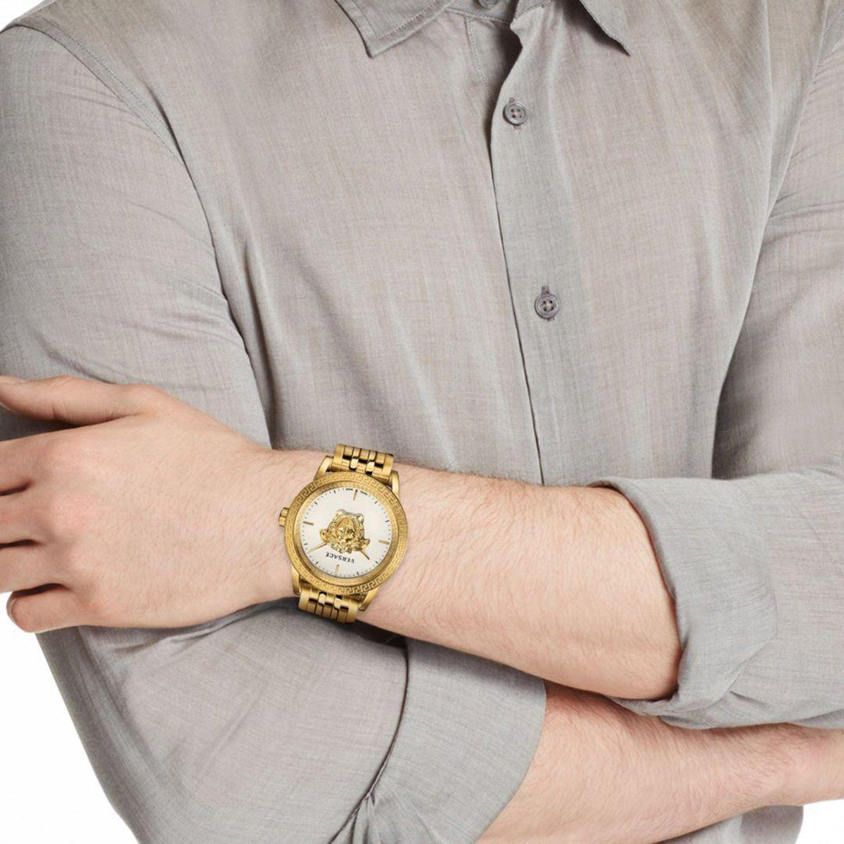  Shop Authentic Versace Palazzo Empire White Dial Gold Steel Strap Watch for Men - VERD00318 - Luxxuri