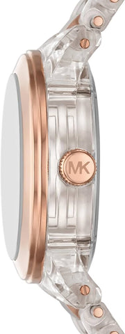  Shop Authentic Michael Kors Runway Analog Crystals Rose Gold Dial Two Tone Steel Strap Watch for Women - MK7355 - Luxxuri