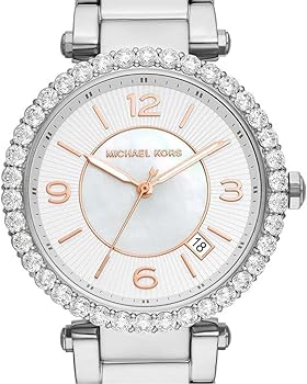 Shop Authentic Michael Kors Parker Three Hand Mother of Pearl White Dial Silver Steel Strap Watch For Women - MK4694 - Luxxuri