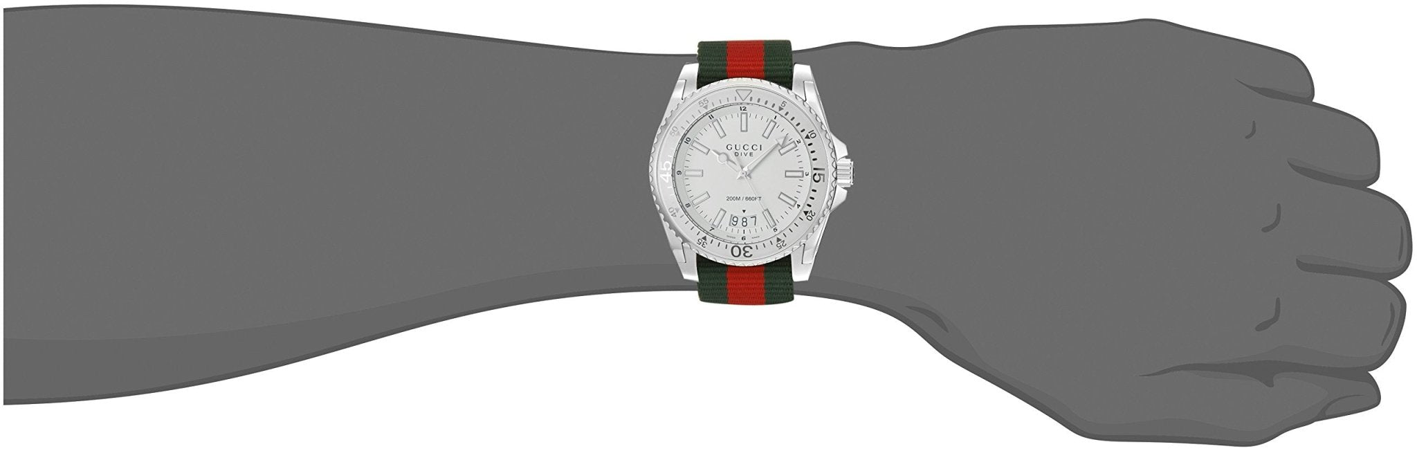  Shop Authentic Gucci Dive White Dial Red & Green Nylon Strap Watch For Men - YA136207 - Luxxuri