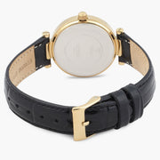  Shop Authentic Guess Park Avenue Quartz Gold Dial Black Leather Strap Watch For Women - W0838L1 - Luxxuri
