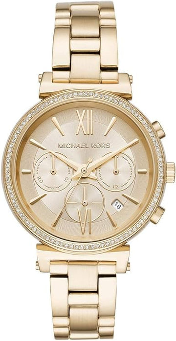  Shop Authentic Michael Kors Sofie Chronograph Quartz Gold Dial Gold Steel Strap Watch For Women - MK6559 - Luxxuri