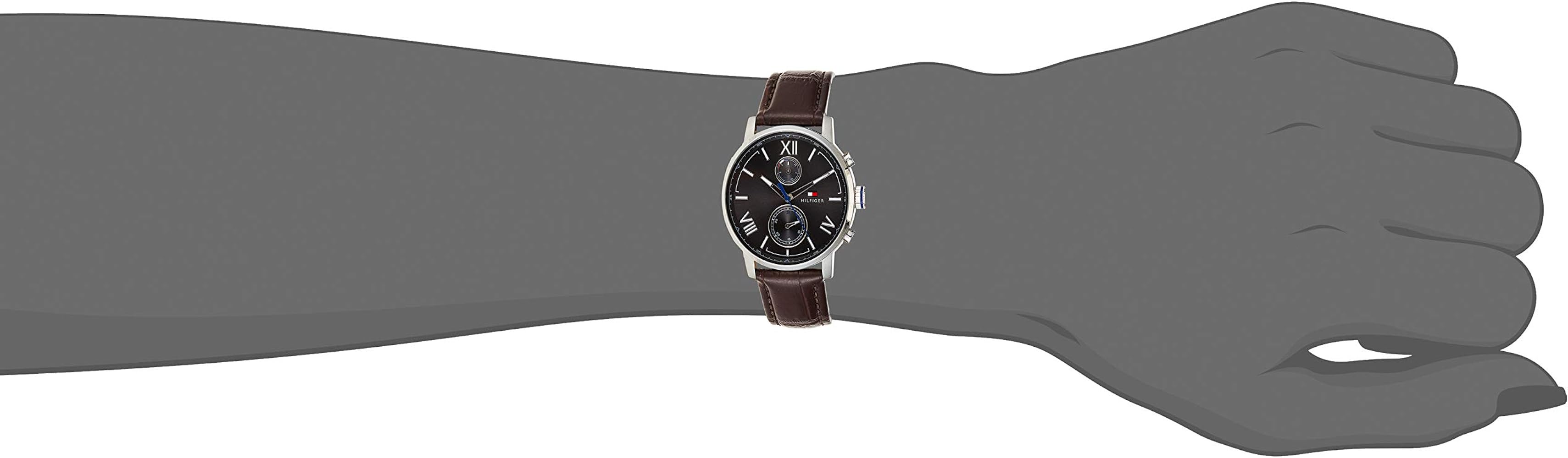  Shop Authentic Tommy Hilfiger Aiden Quartz Black Dial Brown Leather Strap Watch for Men - 1791309 - Luxxuri