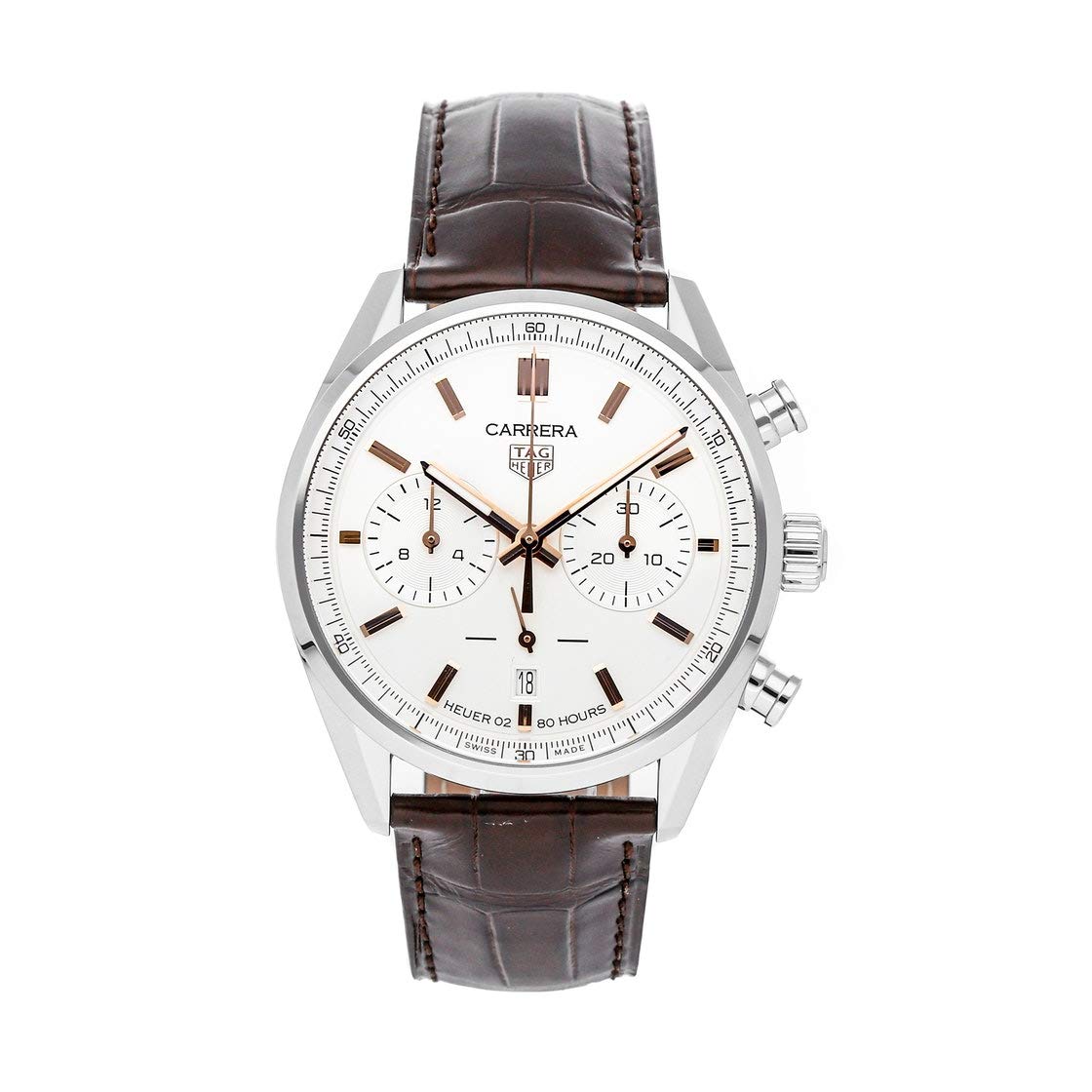  Shop Authentic Tag Heuer Carrera Chronograph White Dial Brown Leather Strap Watch for Men - CBN2013.FC6483 - Luxxuri