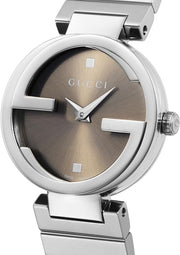  Shop Authentic Gucci Interlocking G Brown Dial Silver Steel Strap Watch For Women - YA133506 - Luxxuri