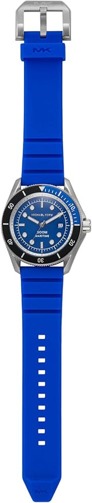  Shop Authentic Michael Kors Maritime Three-Hand Analog Blue Dial Blue Silicone Strap Watch for Men - MK9156 - Luxxuri