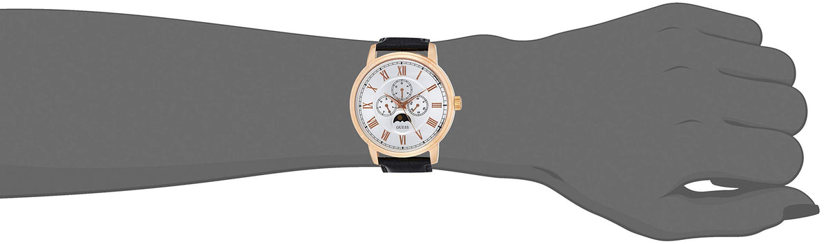  Shop Authentic Guess Delancy Quartz Silver Dial Black Leather Strap Watch For Men - W0870G2 - Luxxuri